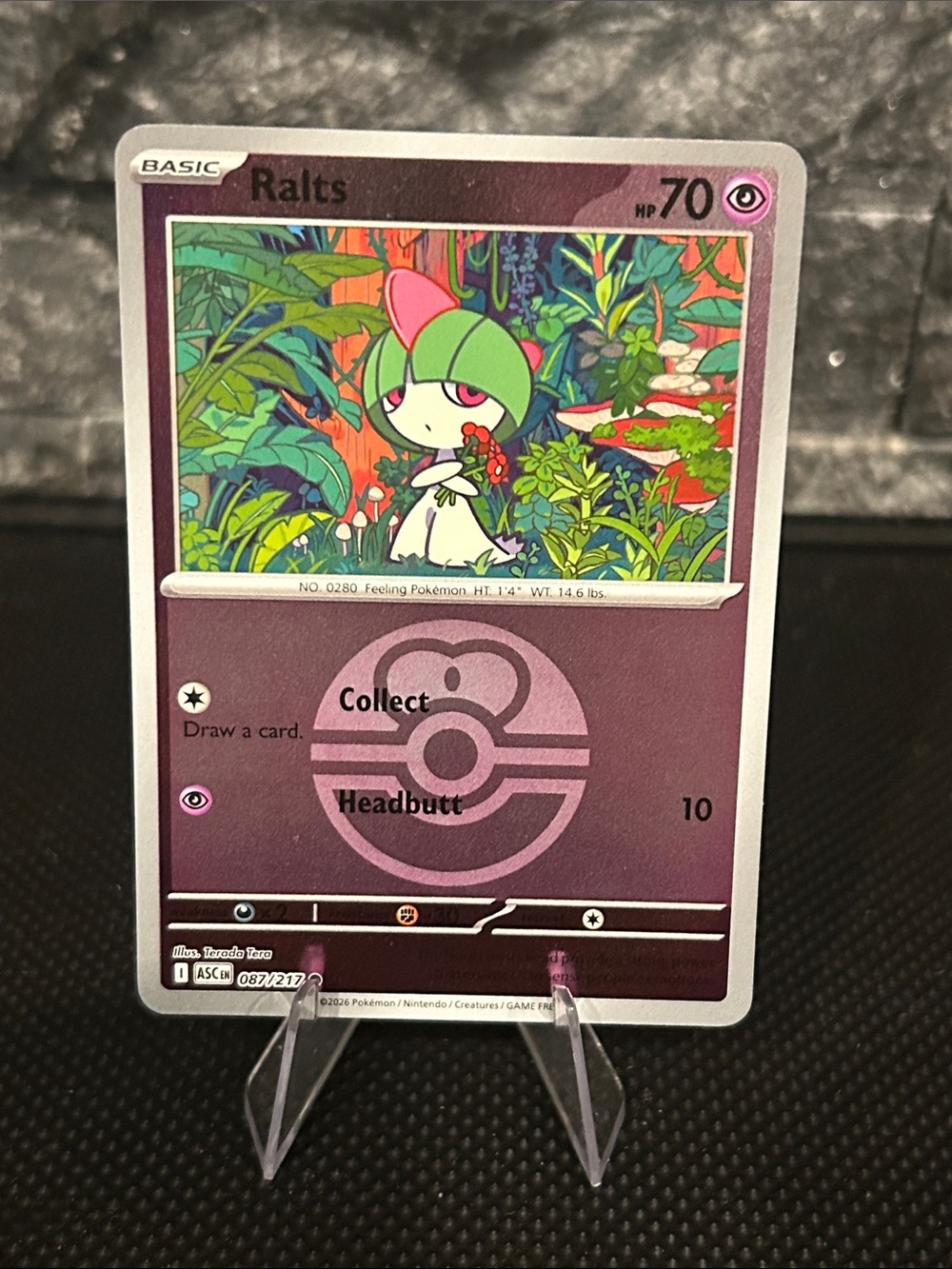 Pokemon Ralts 087/217 Reverse Holo Rare from Ascended Heroes Set M/NM